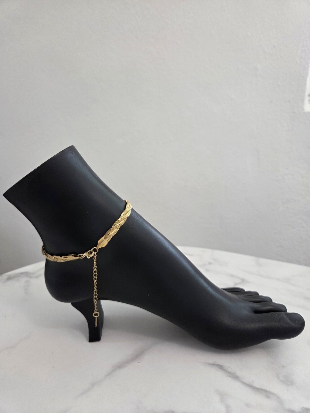 Gold Braided Rope Chain Anklet Elegant Textured Ankle Bracelet - Picture 8 of 16